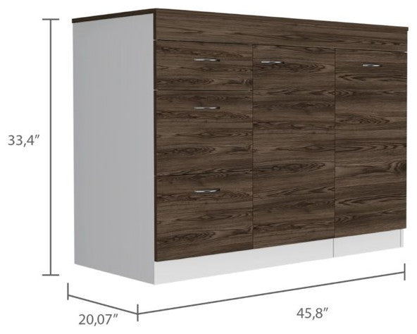 Modern Base Storage Cabinet, Spacious Storage Space & Countertop, White/Walnut