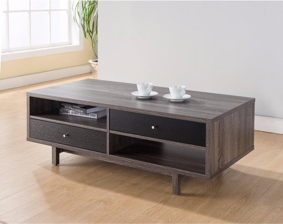 Well - Designed Coffee Table With Customize Decks or Drawers, Gray