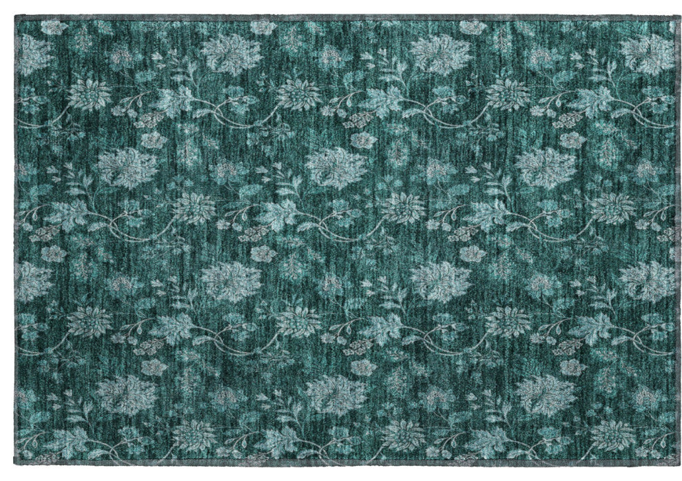 Premium Machine Washable Mayfield AMF680 Teal 1'8" x 2'6" Rug