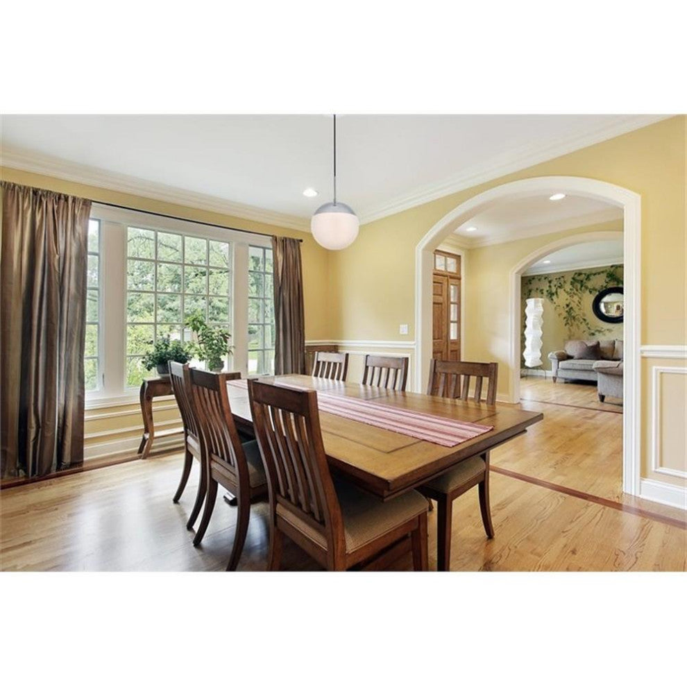 Living District Eclipse 1-Light Metal & Glass Pendant in Frosted White/Chrome