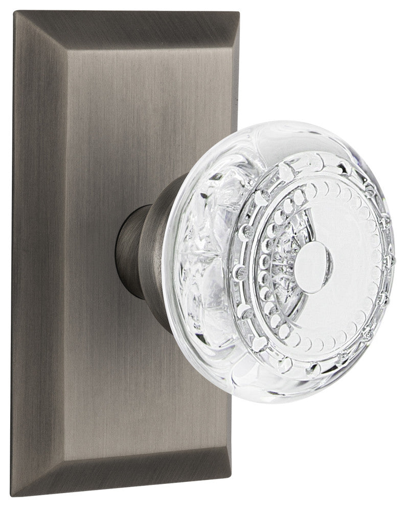 Studio Plate Double Dummy Crystal Meadows Knob, Antique Pewter, STUCME