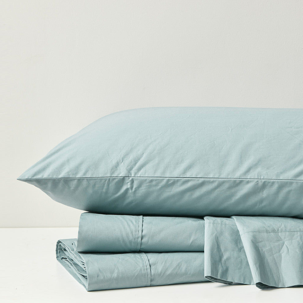 Madison Park Peached Percale Cotton Peached Percale Sheet Set, Aqua