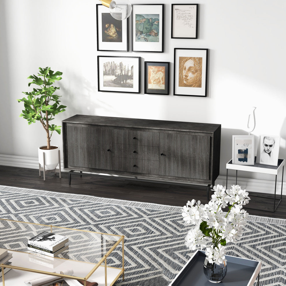 Camilo 69" Wide 3 Door Wood Sideboard, Black