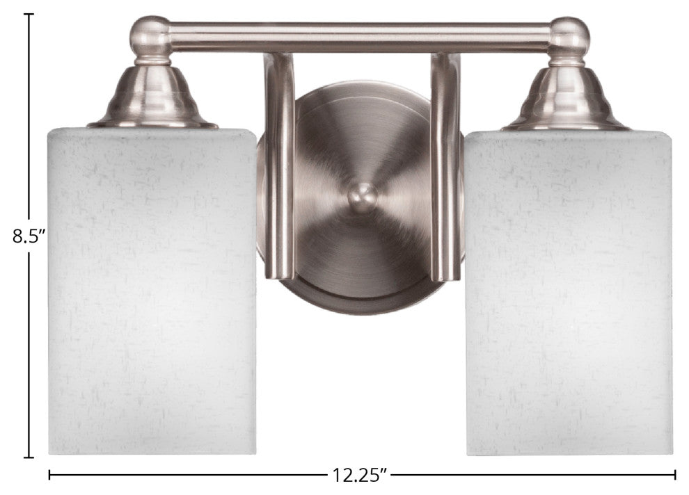 Paramount 2-Light Bath Bar, Brushed Nickel, 4" White Muslin Glass