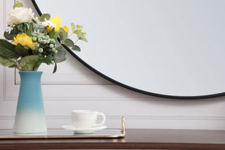 Home Living Metal Frame Round Mirror With Decorative Hook 39", Black