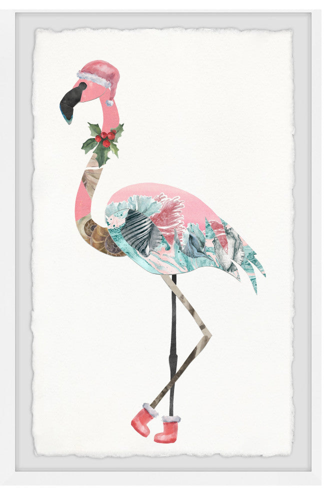 "Let's Jingle and Flamingle" Framed Painting Print, 12x18