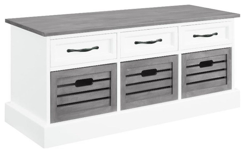 Coaster Traditional Wood 6-Drawer Rectangular Storage Bench in Gray