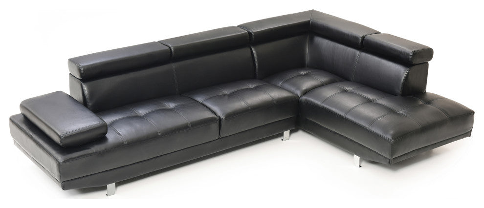 Riveredge 109" W 2 Piece Faux Leather L Shape Sectional Sofa, Black