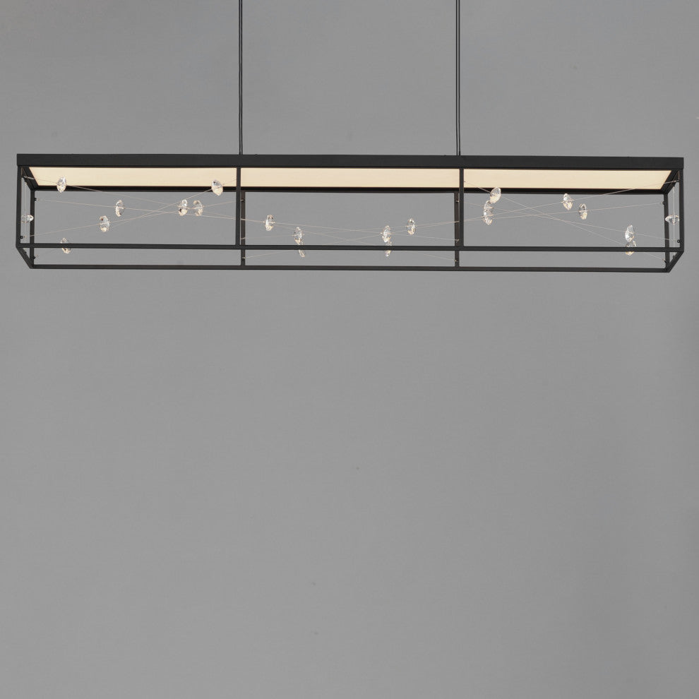 ET2 E21256-20 Entanglement 48"W LED Crystal Linear Chandelier - Black