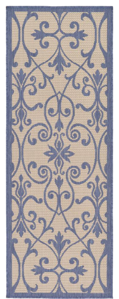 Rug Unique Loom Outdoor Botanical Blue Runner 2' 2 x 6' 0