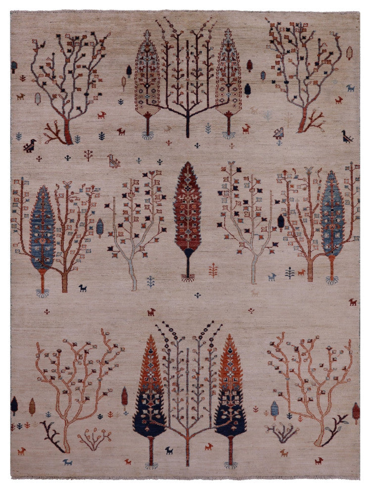 5' 9" X 7' 7" Hand-Knotted Tribal Persian Gabbeh Rug Q5651