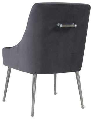 Beatrix Grey Velvet Side Chair with Silver Leg - Grey