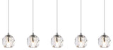 Elegant Lighting 3505D32 Eren 5 Light 32"W Crystal Linear Pendant - Chrome