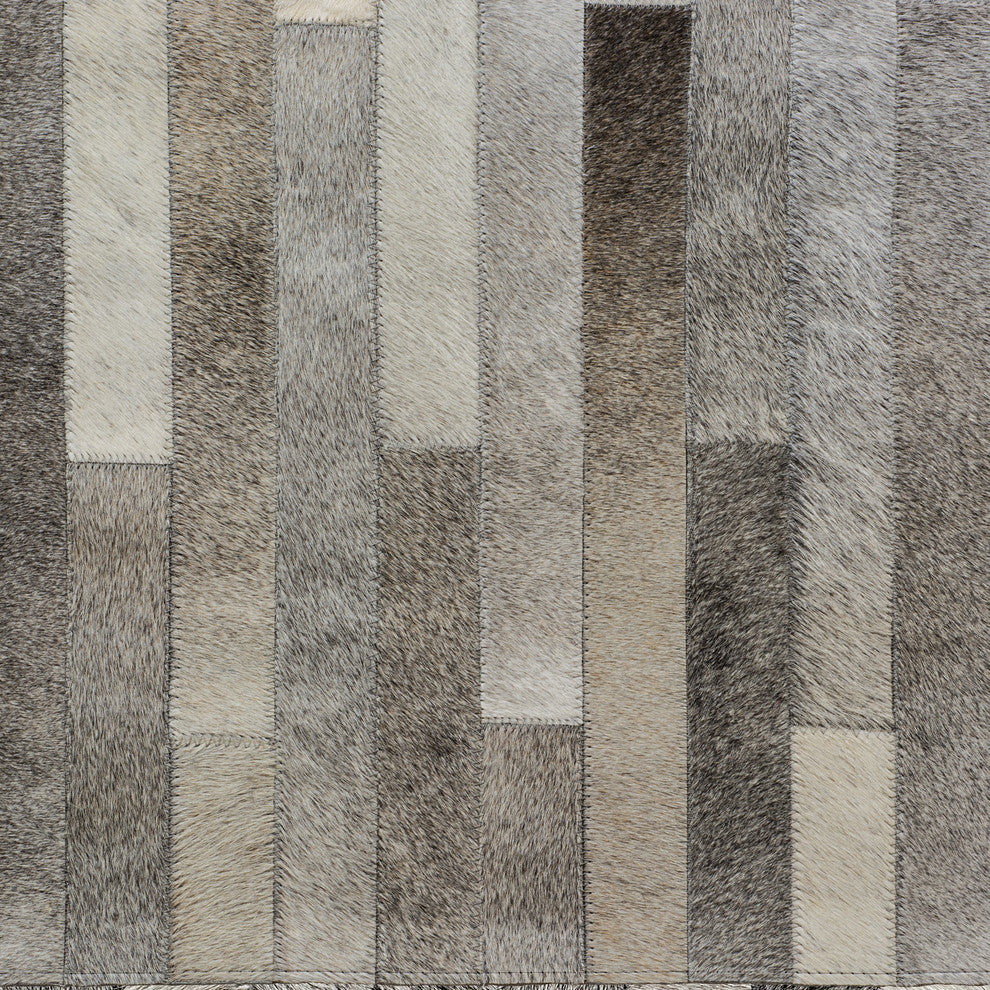 Cowhide Patchwork Rug, Poseidon, Ashen, 9'x12'
