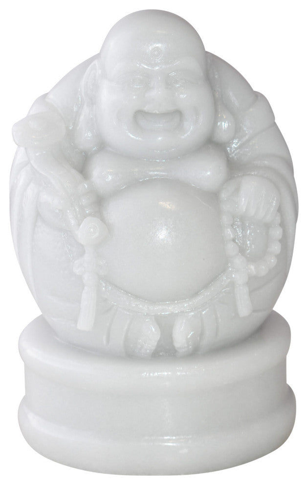 Buddha White Mounted on A Base Jade Statue Size: 7" x 5" x 12"H