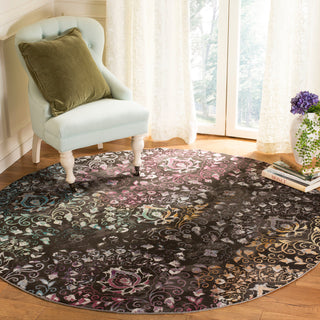 Safavieh Aria Ara172W Damask Rug, Brown/Multi, 6'5"x6'5" Round