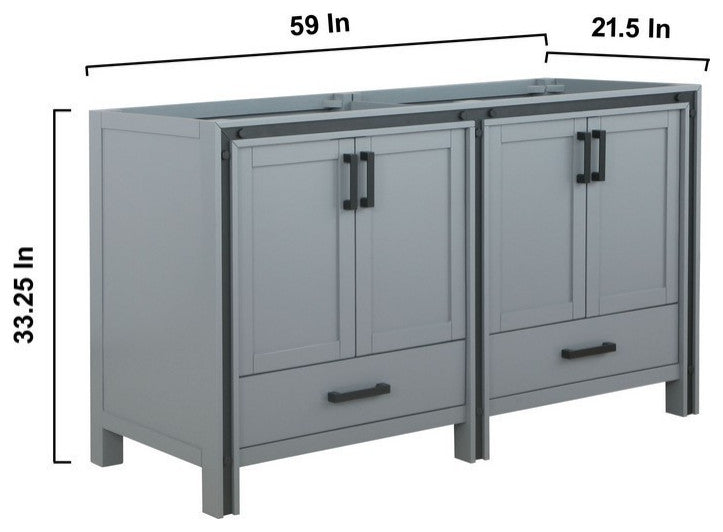 Ziva Transitional Dark Grey 60" Vanity Cabinet Only
