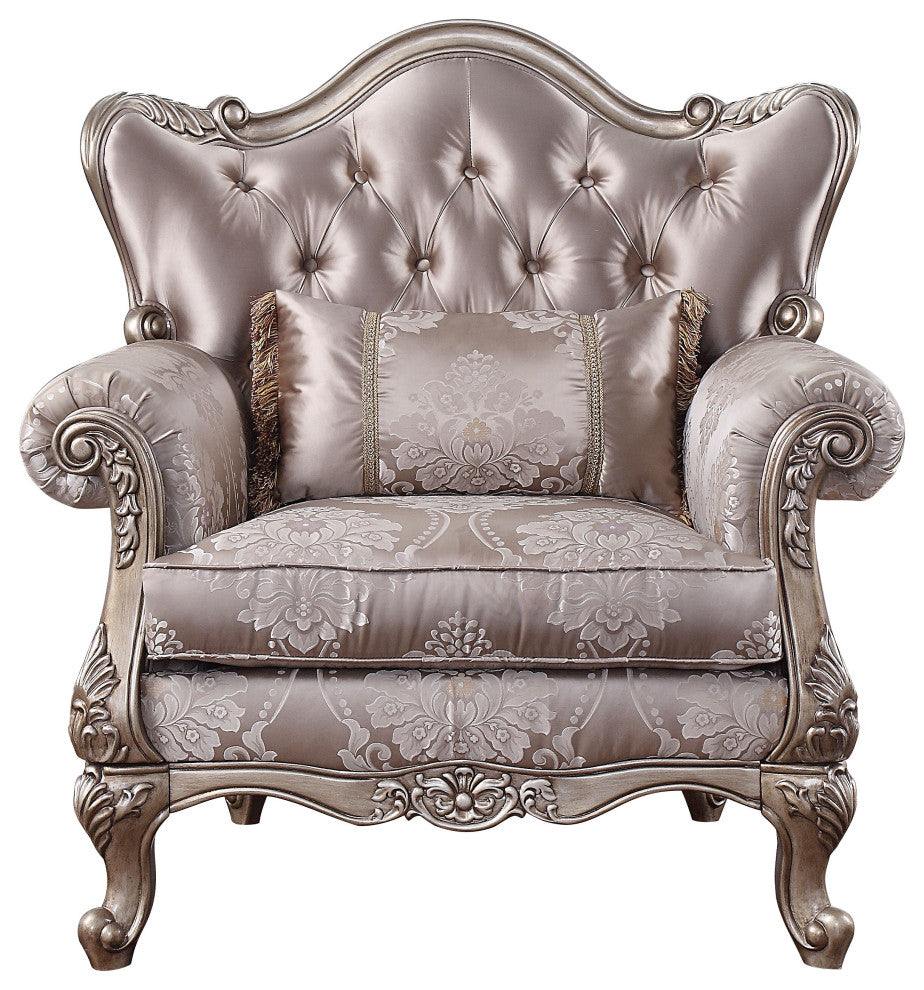 Jayceon Chair With 1 Pillow, Fabric and Champagne