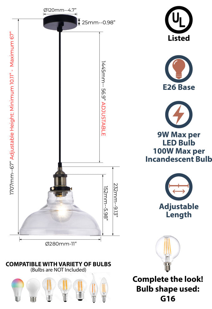 Lazzur Blavet 1 Light 11" Matte Black Pendant
