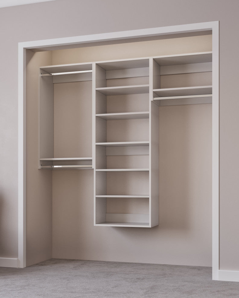 Modular Closet System Hanging Closet Organizer and Closet Shelves 66"-96"