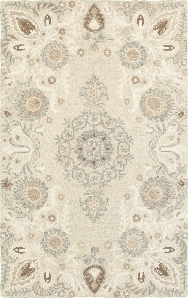Oriental Weavers Craft Collection Sand/ Ash Floral Indoor Area Rug 3'6"X5'6"