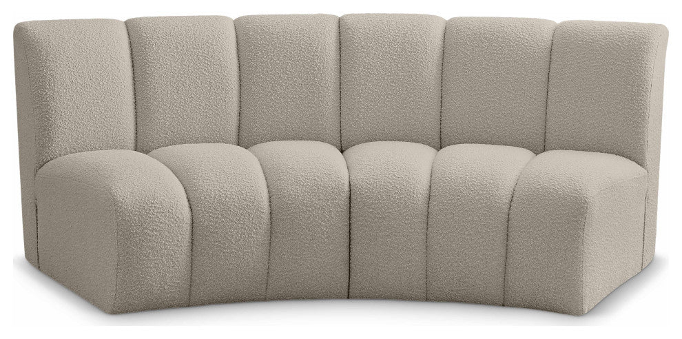 Infinity Black Boucle Fabric Upholstered Arc Shaped Modular Sectional, Brown, 2-Piece, Arc-Shaped