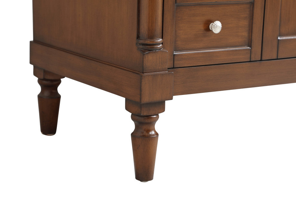 48" Single Bathroom Vanity, Walnut With Ivory White Engineered Marble