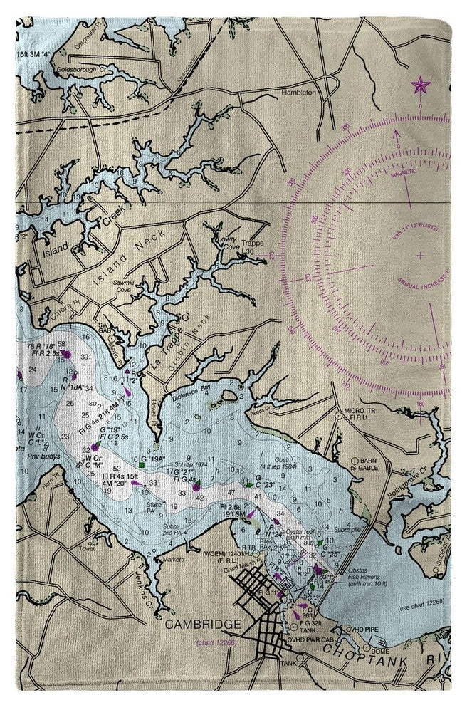 Betsy Drake Cambridge, MD Nautical Map Beach Towel