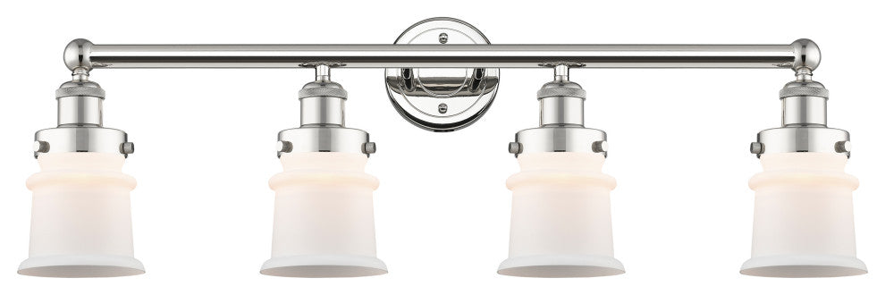 Canton 4-Light 32" Bath Vanity Light, Polished Nickel Finish, Matte White Shade