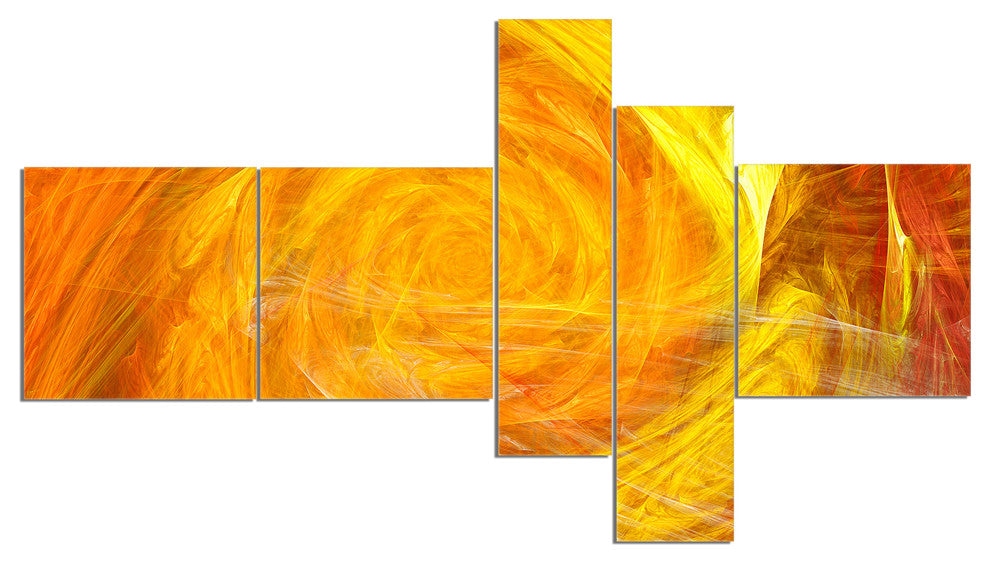 Mystic Abstract Fractal Rose, Abstract Wall Art Canvas, 60"x32", 5 panels