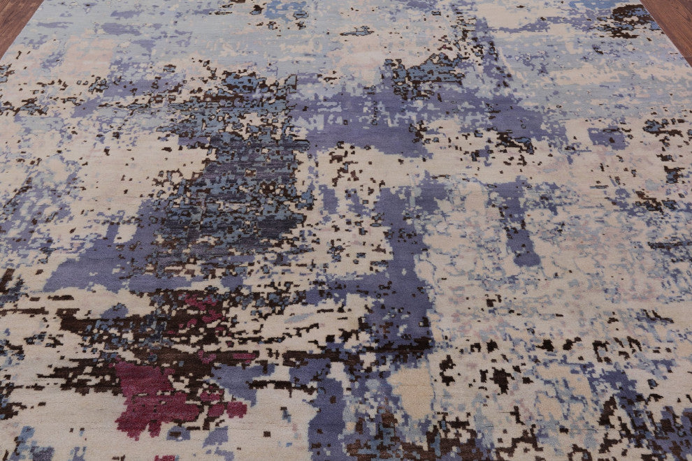 Abstract Handmade Wool and Silk Rug 7' 11" X 10' 1" Q6341