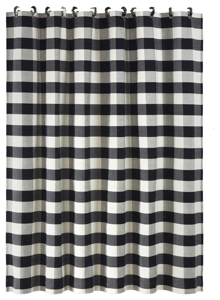 Camille Buffalo Check Shower Curtain, 72"x72", Black, 1 Piece
