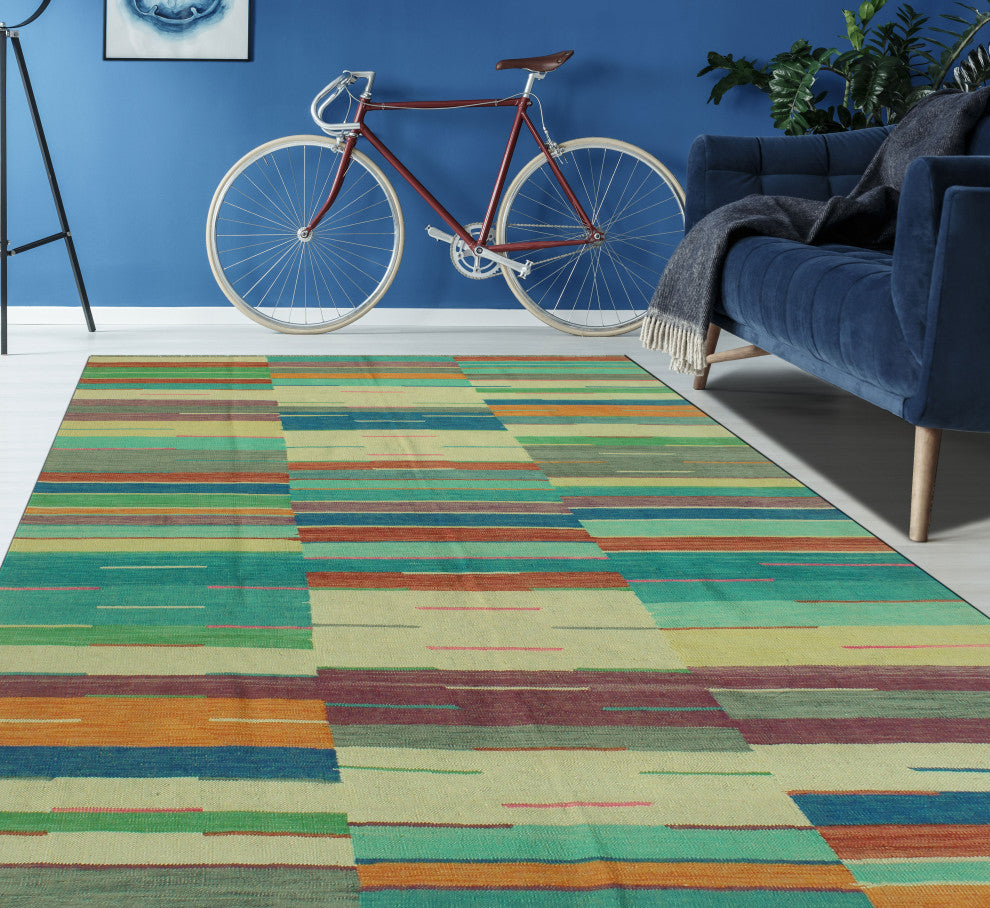 Winchester Kilim Rosa Beige/Blue Rug, 6'9x9'10