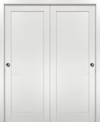 Closet Bypass Doors 72 x 80 & hardware | Quadro 4111 White Ash | Rails Set