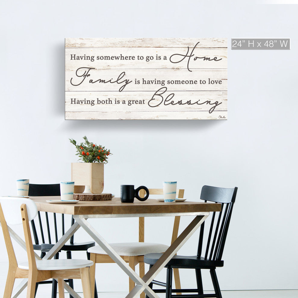 Family Blessing Wrapped Canvas Textual Harvest Wall Art, 24"x48"