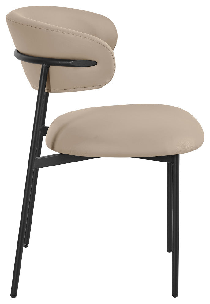 Lupita Vegan Leather Dining Chair, Set of 2, Taupe, Matte Black Finish