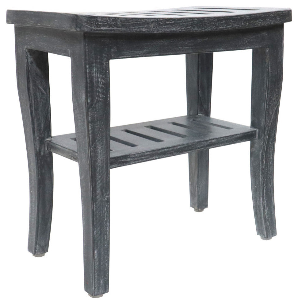 Weathered Genuine Teak Petite Shower Seat, Gray Woodgrain Finish