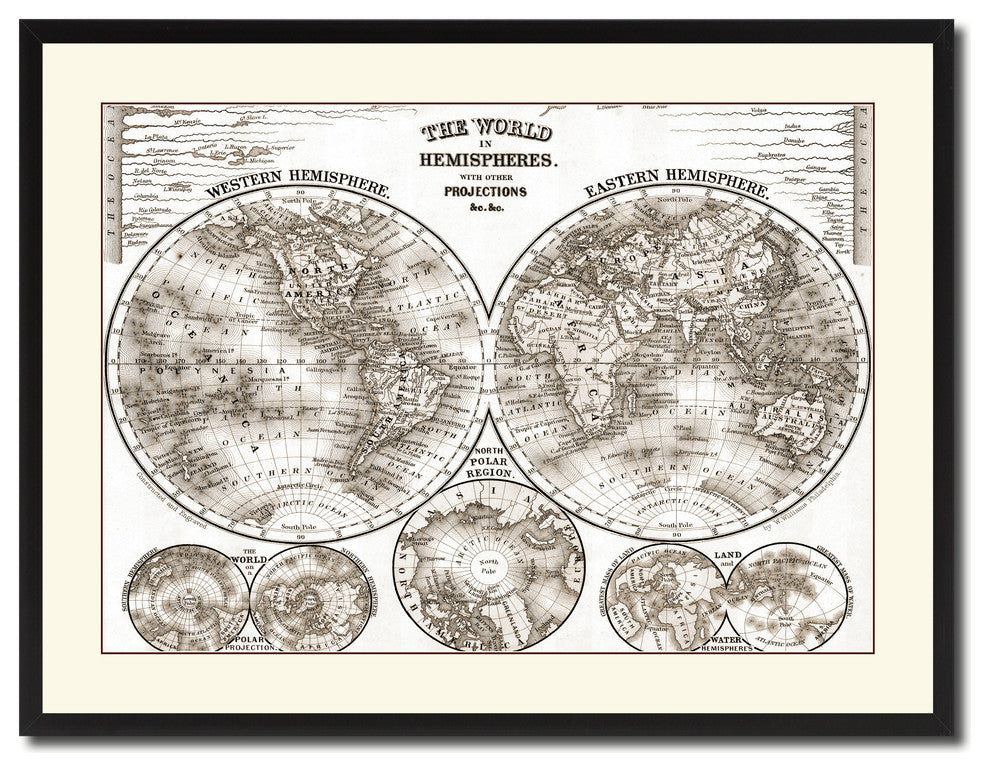 World Vintage Sepia Map Canvas Print, 28"x37"