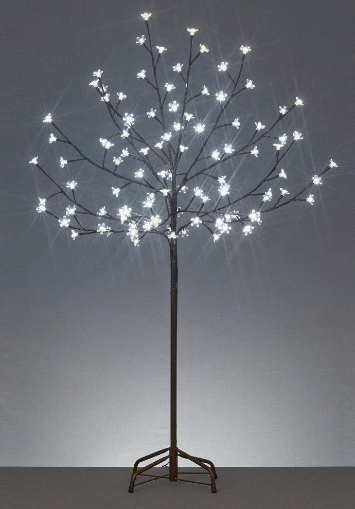 4' LED Lighted Cherry Blossom Flower Tree, Lights, Pure White