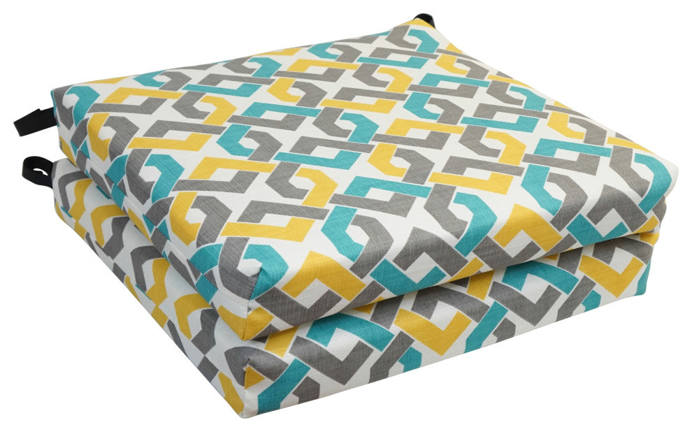 20"X19" Patterned Outdoor Chair Cushions, Set of 2, Rieser Sterling