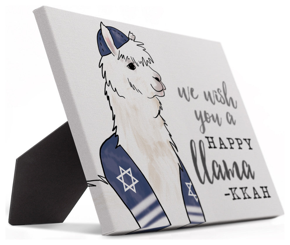 We Wish you a Happy Llama-kkah 8"x10" Easelback Canvas