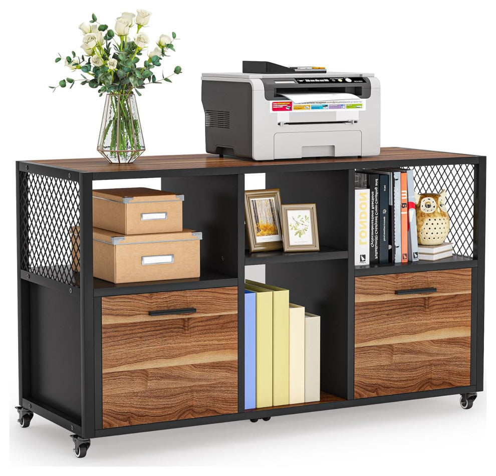 Tribesigns 2 Drawer Wood File Cabinets, Rustic Brown