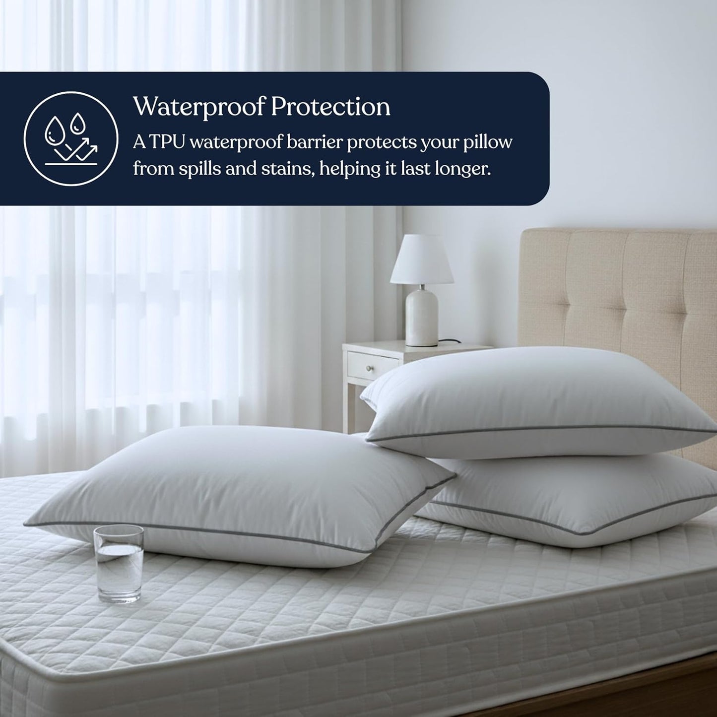 Delara Pillow Protector Set of 2, 300TC, Long Staple Organic Cotton, Standard, 21"x26"