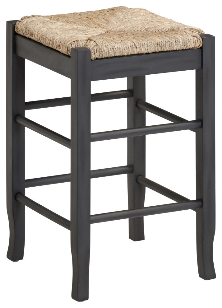 Square Rush Backless Counter Bar Stool, Charcoal Gray
