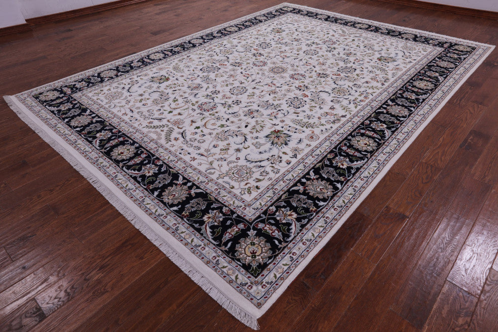 Hand-Knotted Persian Nain Wool & Silk Rug 9' 0" X 12' 5" - Q14747
