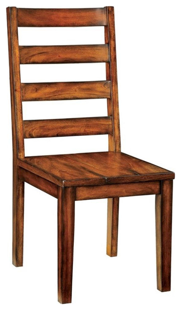 Furniture of America Hagrid Wood Dining Chair in Tobacco Oak (Set of 2)