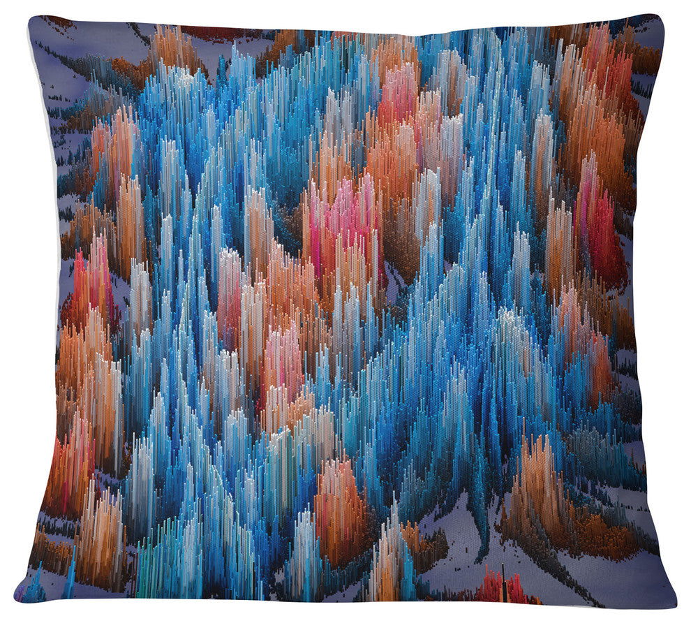 Macro Render Structure Blue Red Contemporary Throw Pillow, 18"x18"