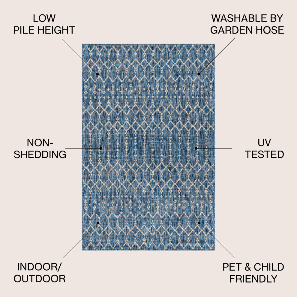 Ourika Moroccan Geometric Textured Weave Indoor/Outdoor Area Rug