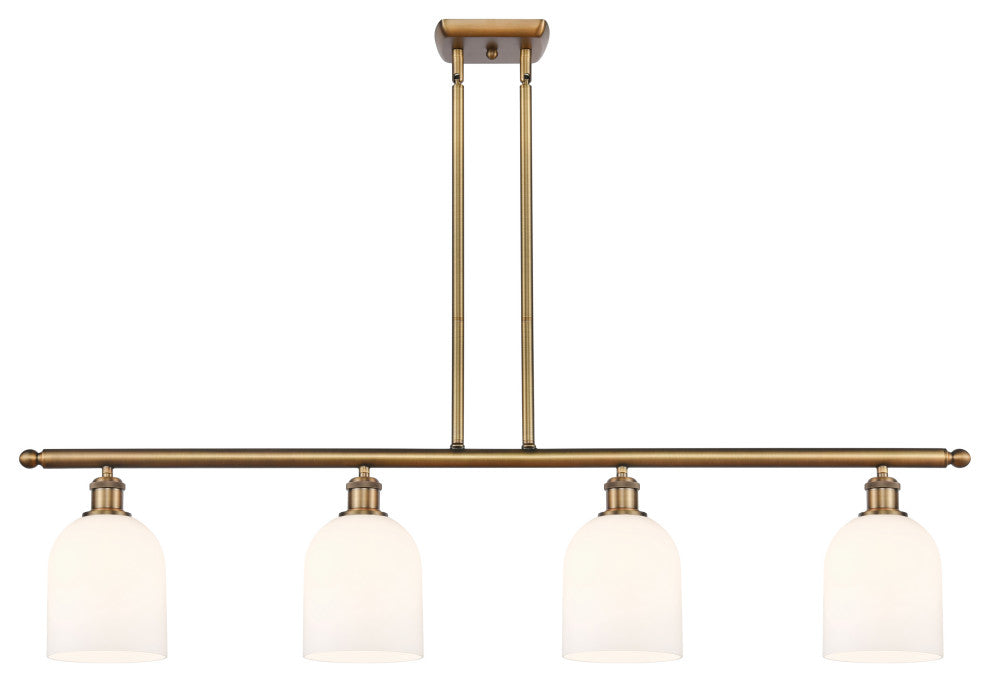 Ballston-Bella 4-Light 48" Stem Island Light, Brushed Brass, Gloss White