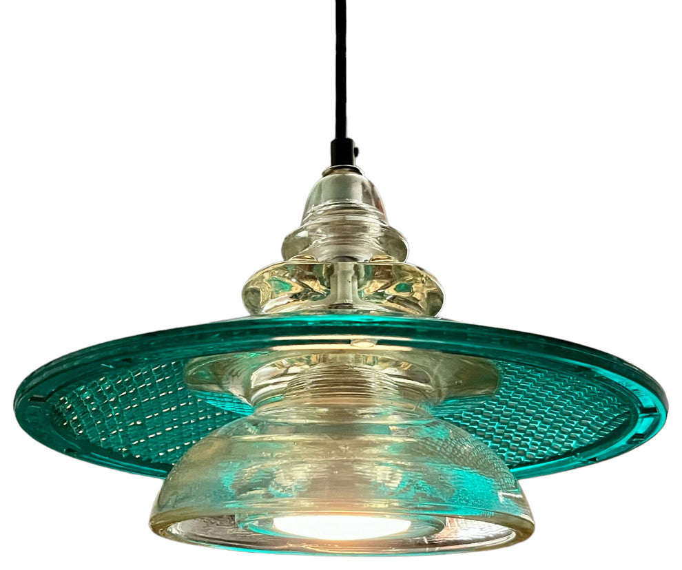 Insulator Light Pendant 12" Trafficlight Lens MS Aqua 500 lumen